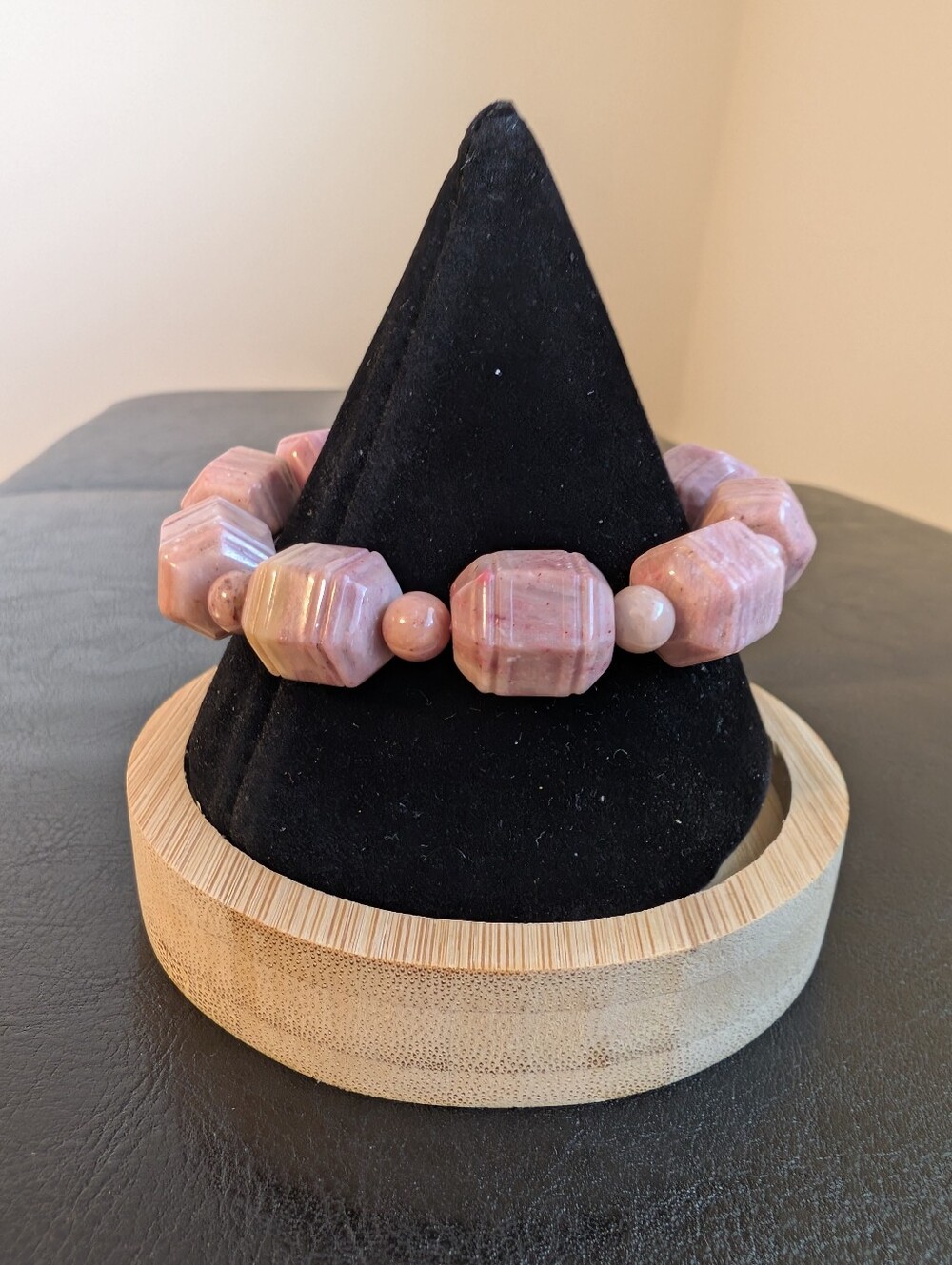 Pink Faceted Stone Stretch Bracelet - Elegant Women's Jewelry
